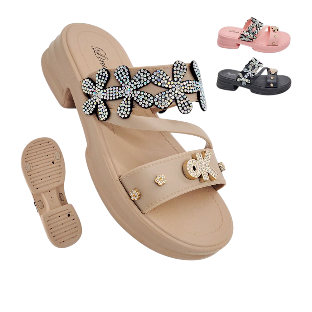 Sandalias Linda con Flores de Brillantes