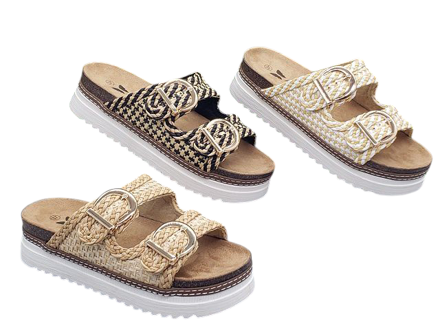 Sandalia Doble Hebilla Tejida- Estilo Boho Chic