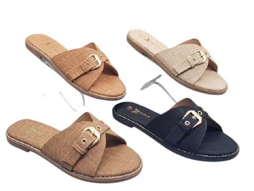 [137-7302L] Sandalias Planas con Hebilla Metalica