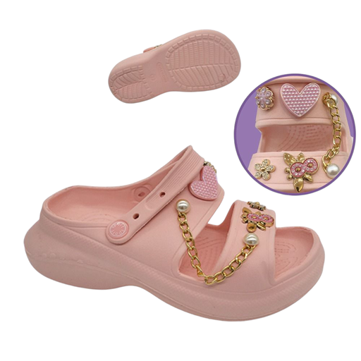 [6085-8A] Sandalias Decoradas con Cadena y Charms Juvenil