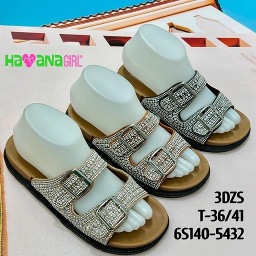 [6S140-5432] Sandalia Casual para Dama con Piedras Decorativas 