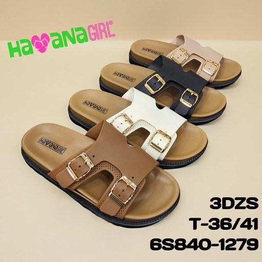 [6S840-1279] Sandalia Casual para Dama con Doble Hebilla