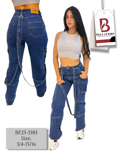 [BF25-3383] Pantalón Cargo para Dama con Tirantes 
