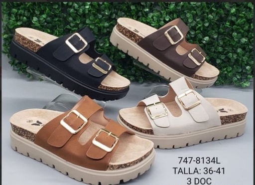 [747-8389L] Sandalias Prácticas con Doble Hebilla