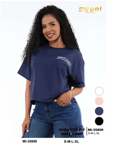 [MI-35809] Camiseta Oversize Half Crop Dream World